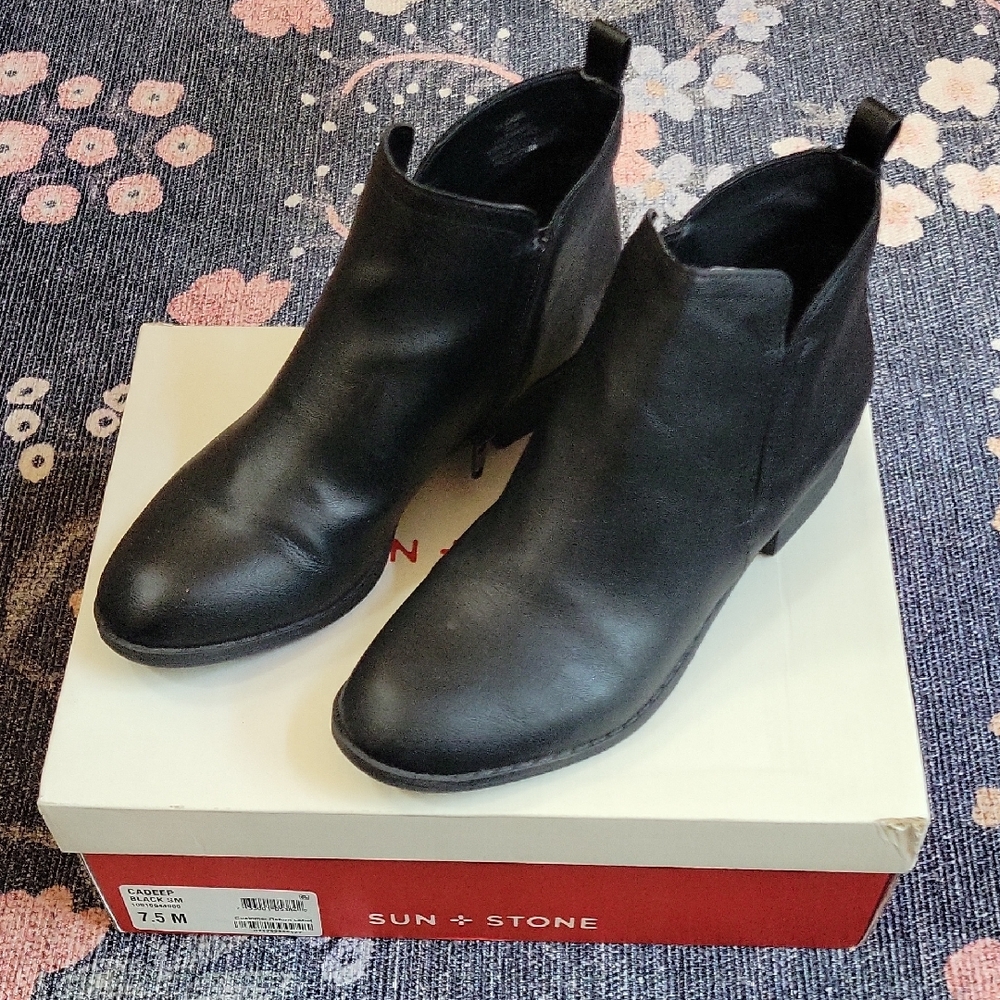Sun And Stone Black Ankle Boots